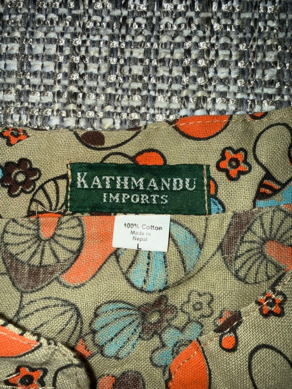 Kathmandu Imports Mushroom Handmade Short-Sleeve Tunic Shirt Hippie Lagenlook - Picture 8 of 13